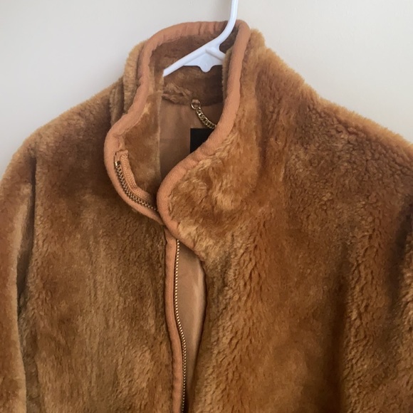J.Crew Teddy Faux Fur Coat Tan Brown Size S NWT - Picture 2 of 9